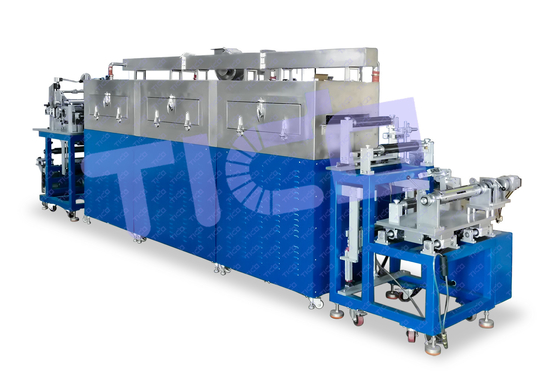 kaufen 400 mm Roll-to-Roll-Beschichtungsmaschine mit Drei-Sektions-Trocknungs-Ofen für die Batterieelektrodenproduktion online manufacture
